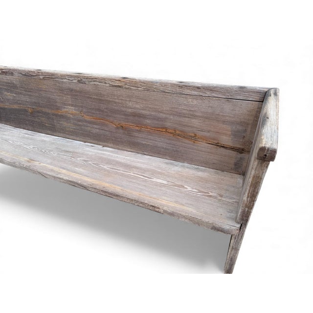 Wood Early 20th-Century Farmhouse Pine Pew Bench For Sale - Image 7 of 10