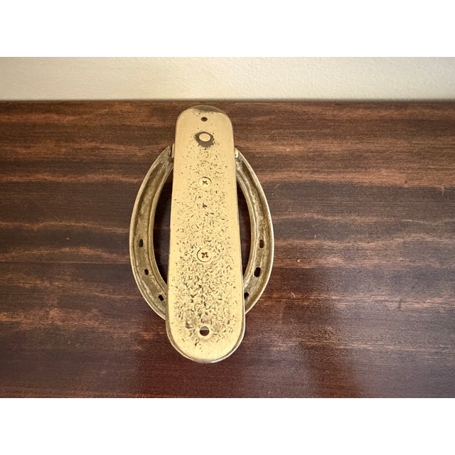 Vintage Cast Brass Horse Head and Horseshoe Door Knocker For Sale - Image 10 of 10