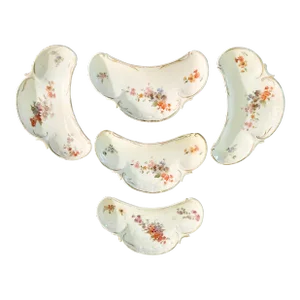 Antique Floral Bavarian Bone Plates-Set of 5