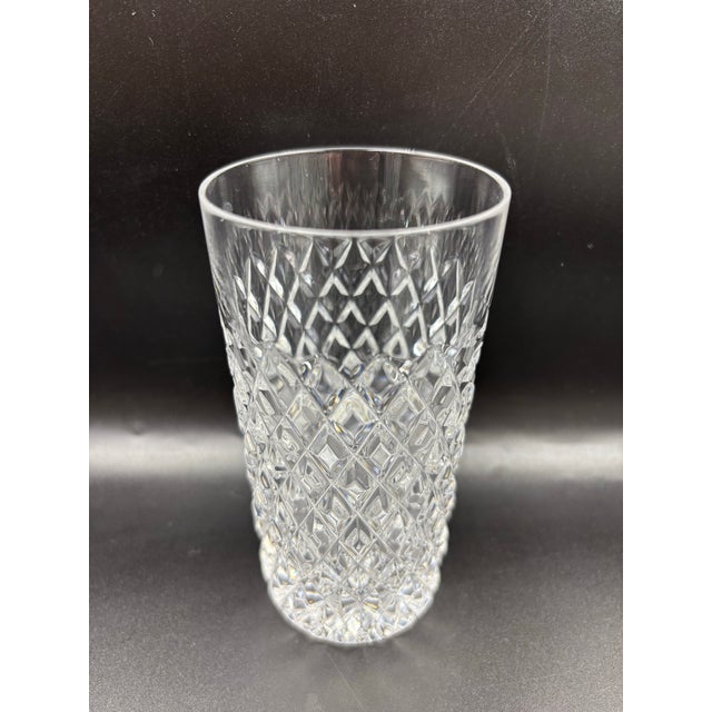 English Mid 20th Century Cut Crystal Highball Tumblers With Diamond Pattern - 5 Piece Set For Sale - Image 3 of 12