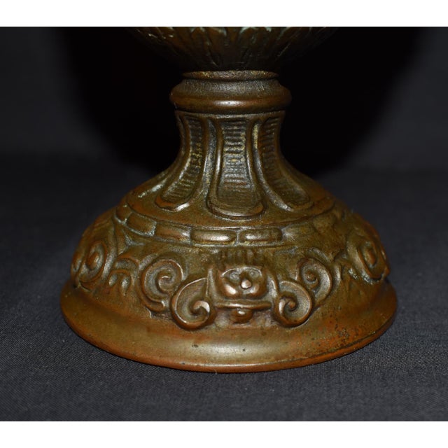 Antique Victorian Cast Metal Ewer Pitcher 12.5” Ornate Bacchus Grape Vines Urn For Sale - Image 10 of 15