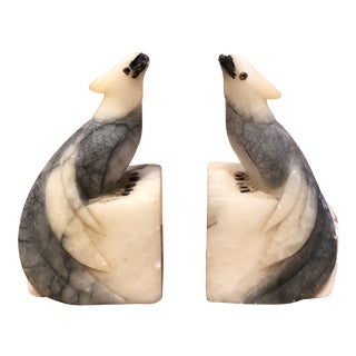 Vintage 1930s Marble Bird Bookends - a Pair For Sale