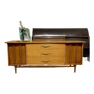 1960s Kent Coffey Foreteller Mid Century 9 Drawer Walnut Lowboy Dresser For Sale