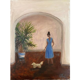"Chinoiserie" Original Expressionist Figurative Interior Scene Oil Painting by Alice Ford For Sale