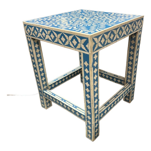 Bone Inlay Side Table/ Seat For Sale