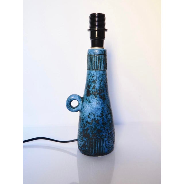 Blue Ceramic Table Lamp by Jacques Blin, 1960 For Sale - Image 8 of 9