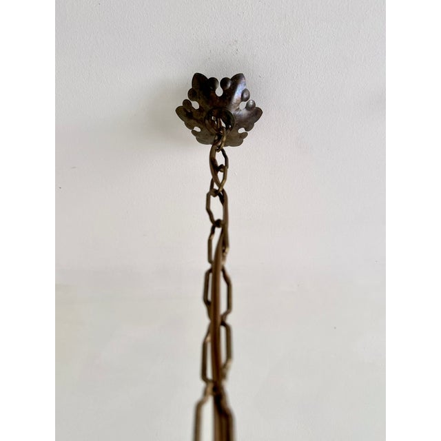 Venetian Style Beaded Brass Chandelier with Pink Murano Glass Drops, Italy, 1950s For Sale - Image 15 of 18