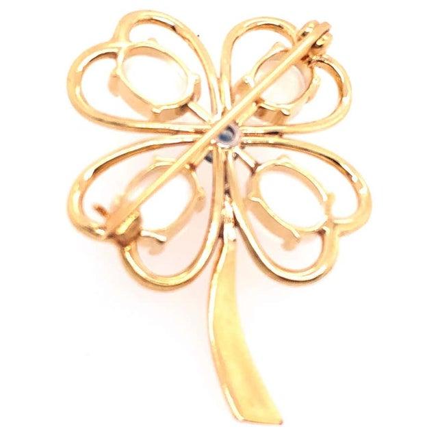 14 Karat Yellow Gold Four Leaf Clover Brooch. 6.79 grams total weight.
