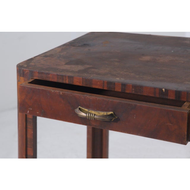 Wood Art Deco Rationalist Italian Desk with Brass Handles, 1935 For Sale - Image 7 of 9