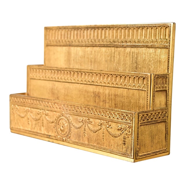 Tiffany Studios New York Adam Pattern Bronze Doré Letter Rack For Sale