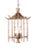 This is a Wildwood Lamps wrought iron bamboo lantern. The piece features an art Glaze and 3 lights.