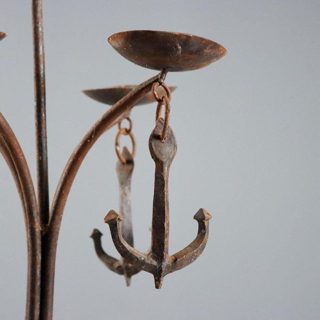 Italian Candleholder in Wrought Iron For Sale - Image 5 of 8