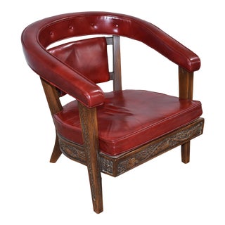 Romweber Viking Oak Leather Club Chair For Sale