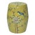 Distressed Yellow Porcelain Flower Birds Round Barrel Stool Table For Sale