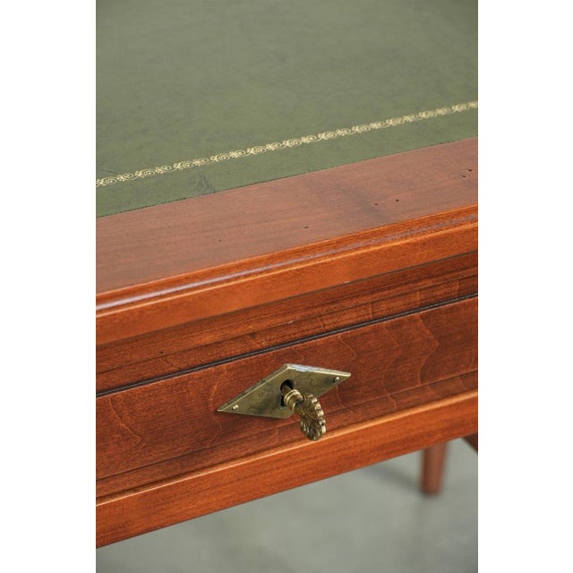 Brown English Desk with Green Leather Top, Gilt Details and 5 Drawers For Sale - Image 8 of 15