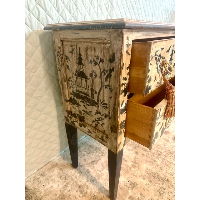 Late 20th Century Vintage Baker Furniture Hand Painted Chinoiserie Cabinet For Sale - Image 5 of 12