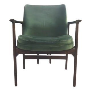 Mid-Century Danish Armchair in Deep Green Velvet Velour attributed to Ib Kofod-Larsen for Fröscher KG, Germany, 1960s For Sale