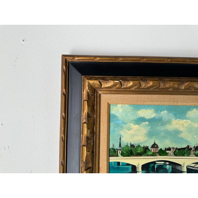 Vintage Marx Parisian River Landscape Scene Oil Painting, Framed For Sale In Miami - Image 6 of 11