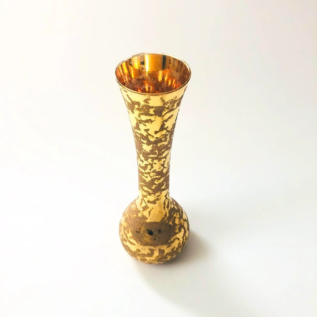 A mid century glass vase with a beautiful gold finish. Made in Italy by Norleans.