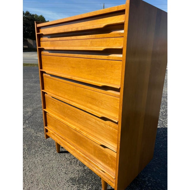 Wood Mid Century Crawford Tallboy For Sale - Image 7 of 10