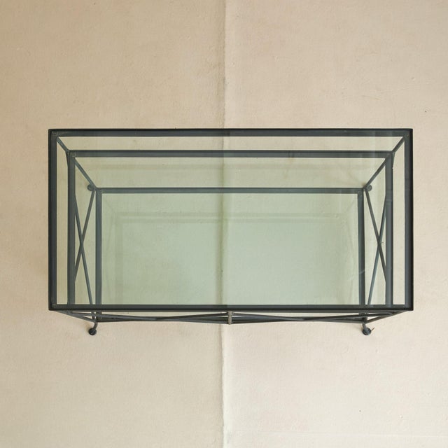 1980s Vintage French Iron + Glass Console For Sale - Image 5 of 11