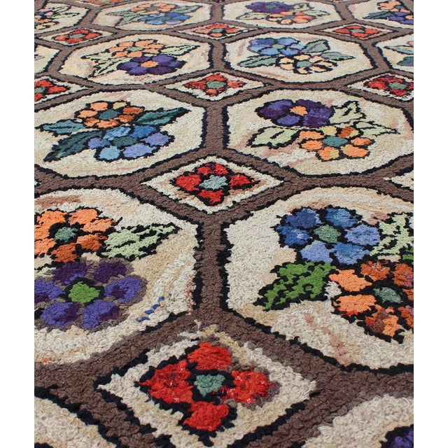 Textile Outstanding Antique American Hooked Rug With All-Over Floral Design 2'8"x4'1" For Sale - Image 7 of 8
