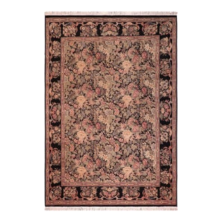 Boho Chic 1990's Floral Pak-Persian Black/Black Wool Rug - 10'1'' X 13'7'' For Sale