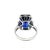 Elegant 14k white gold ring featuring a vivid emerald-cut blue sapphire accented with sparkling diamonds along the...