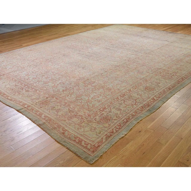 Antique Turkish Oushak Wool Hand Knotted Oriental Rug For Sale - Image 4 of 12
