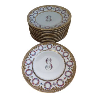 Early 20th Century Rosenthal Floral Wreath Pattern Dinner Plates, Set of 11 For Sale