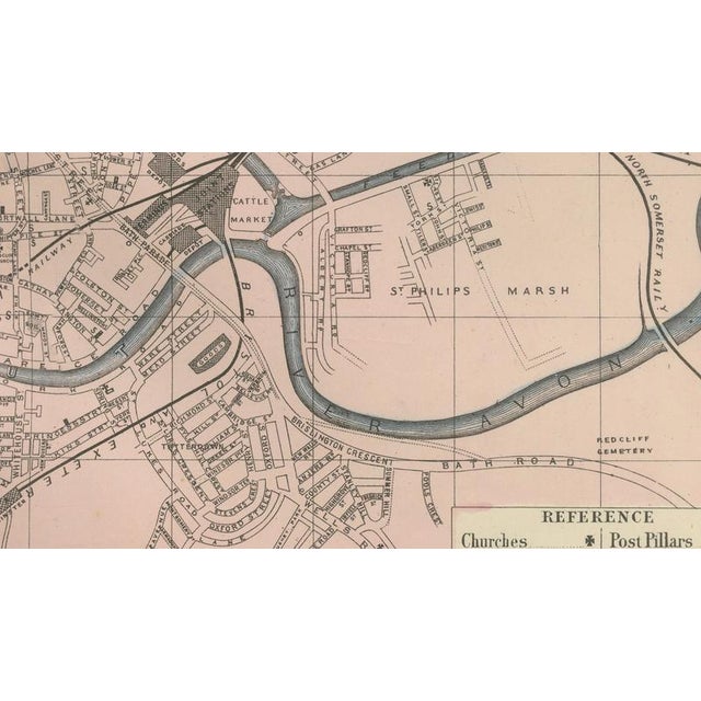 Black Decorative Map of Bristol, 1885 For Sale - Image 8 of 9