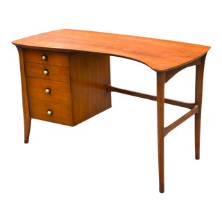 Mid Century Modern Writing Desk With 3 Drawers For Sale