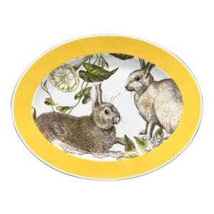 Contemporary Williams Sonoma Bunny Rabbit Platter – Yellow & White – Spring / Easter Tableware