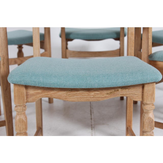 Brown Vintage Danish Razor Blade Chairs in Oak by Henning Kjærnulf, 1970s, Set of 6 For Sale - Image 8 of 12