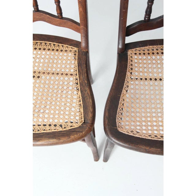 Antique Caned Seat Chairs Pair For Sale - Image 4 of 11