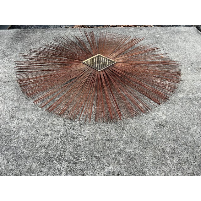 1960s Mid-Century Modern William and Bruce Friedle Wire Sunburst Wall Sculpture For Sale - Image 4 of 7