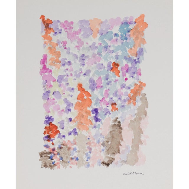 Abstract Orange & Purple Color Field 1960s Watercolor For Sale - Image 3 of 3