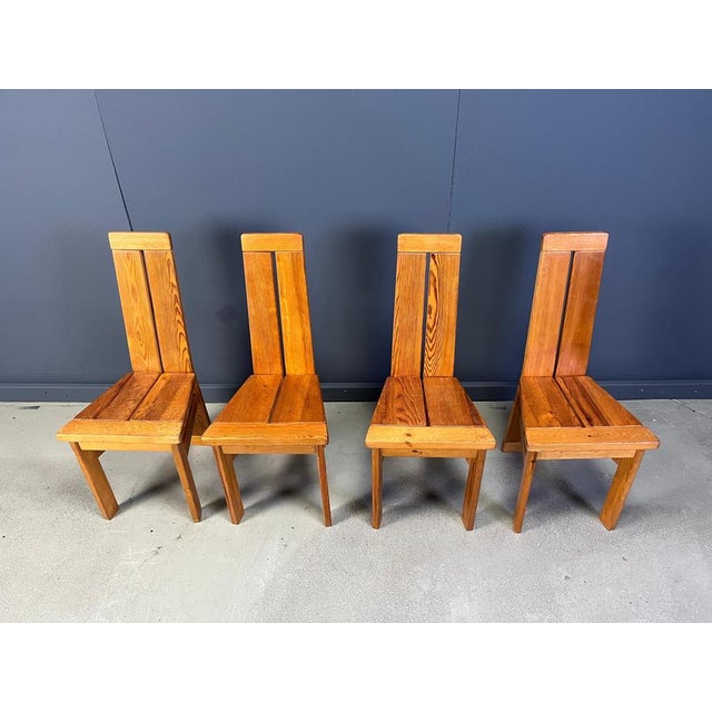 Brutalist Oak Dining Chairs, 1970s, Set of 4 For Sale - Image 9 of 11