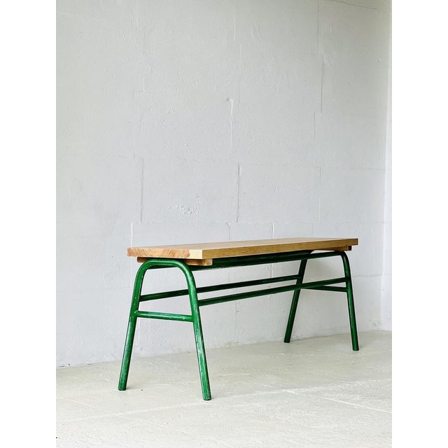 Industrial Industrial Metal & Spruce Bench, 1970s For Sale - Image 3 of 10