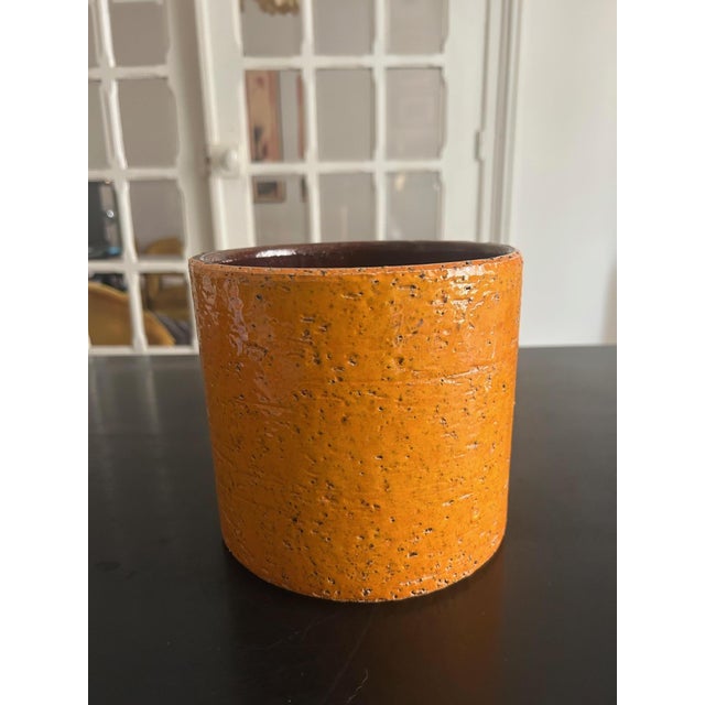 Orange Ceramic Pot in the style of Georges Jouve, 1950s For Sale - Image 10 of 10