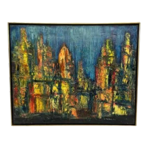 Lucette Barth Original Cityscape Painting C. 1960's