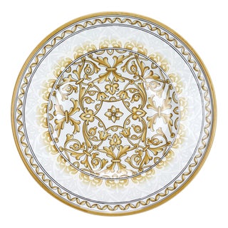 White Damask Plate by Deblona For Sale