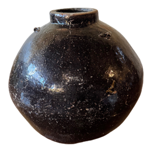 Antique Chinese Brown Martaban 16" Ceramic Storage Jar