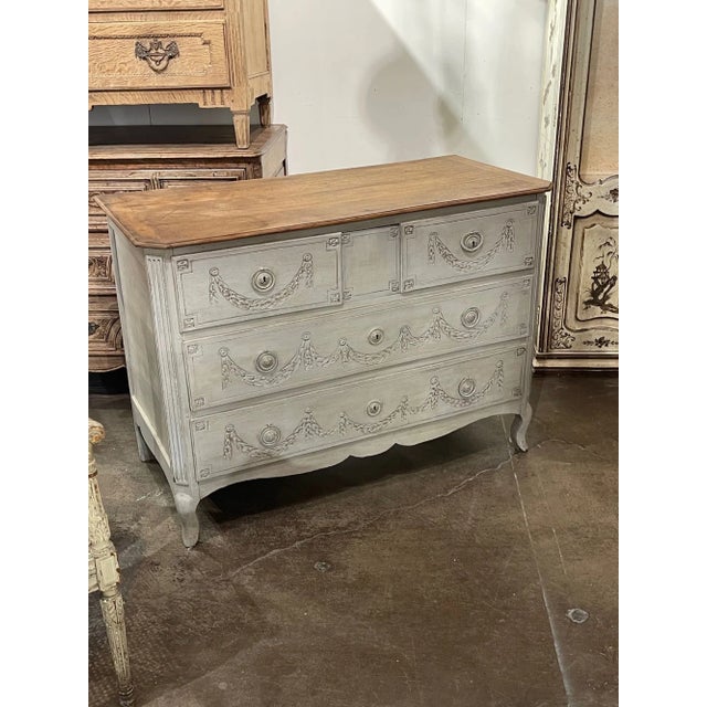 Gray French Painted Oak Commode For Sale - Image 8 of 8