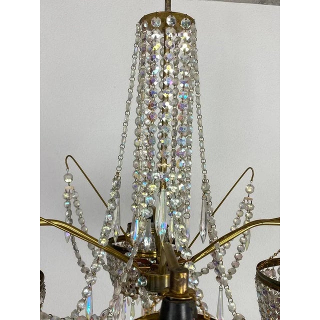 Metal Vintage Crystal Chandelier, 1960s For Sale - Image 7 of 11