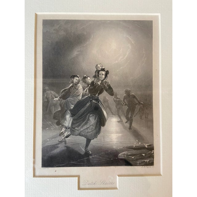 Mid 19th Century Mid 19th Century Dutch Skating Scene - Steel Engraving by a.h. Payne, Framed For Sale - Image 5 of 8