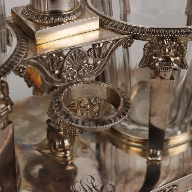 Vinegar Bottles in Embossed Silver Crystal by S.J. Dupezard, Paris, 1800s, Set of 3 For Sale - Image 6 of 13