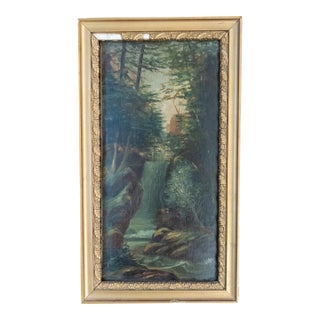 19th Century American Hudson River School Waterfall Landscape Painting For Sale