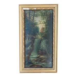 19th Century American Hudson River School Waterfall Landscape Painting