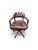 English Swivel Office Chair in Brown Leather and Wood For Sale - Image 5 of 6